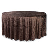 132 Inch Round Crushed Velvet Tablecloth Chocolate Brown