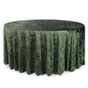 132 Inch Round Crushed Velvet Tablecloth Olive Green