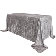 90 x 132 Inch Rectangular Crushed Velvet Tablecloth Dark Silver