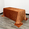 90 x 156 Inch Rectangular Crushed Velvet Tablecloth Terracotta