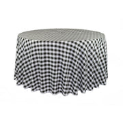 108 inch Polyester Round Tablecloth Checkered Black
