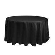 120 inch L'amour Satin Round Tablecloth Black - Bridal Tablecloth