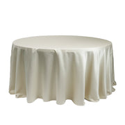 120 inch L'amour Satin Round Tablecloth Ivory - Bridal Tablecloth