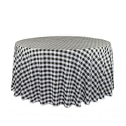 120 inch Polyester Round Tablecloth Checkered Black