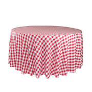 120 inch Polyester Round Tablecloth Checkered Red