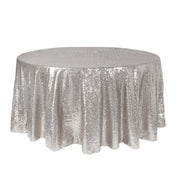 120 inch Glitz Sequin Round Tablecloth Silver