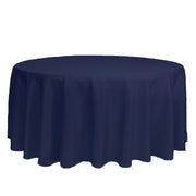 132 inch Polyester Round Tablecloth Navy Blue