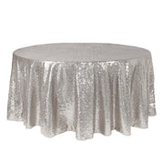 132 inch Glitz Sequin Round Tablecloth Silver