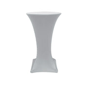 24 Inch Highboy Cocktail Round Stretch Spandex Table Cover Silver