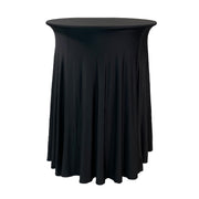 30 inch Highboy Cocktail Round Wavy Draping Stretch Spandex Table Cover Black - Bridal Tablecloth