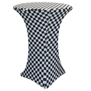 30 inch Highboy Cocktail Round Spandex Table Cover Black and White Checkered