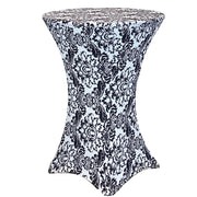 30 Inch Highboy Cocktail Round Stretch Spandex Table Cover Damask