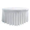 Stretch Spandex 5 ft Round Wavy Draping Table Cover White - Bridal Tablecloth