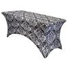 Stretch Spandex 8 Ft Rectangular Table Cover Damask - Bridal Tablecloth