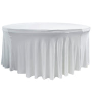 Stretch Spandex 6 ft Round Wavy Draping Table Cover White - Bridal Tablecloth