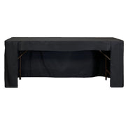 6 ft x 18 inches Fitted Polyester Rectangular Tablecloth Open Back Black - Bridal Tablecloth