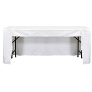 8 ft x 18 inches Fitted Polyester Rectangular Tablecloth Open Back White - Bridal Tablecloth