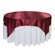 72 inch Square Satin Table Overlay Burgundy - Bridal Tablecloth