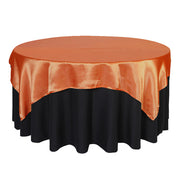 72 Inch Square Satin Table Overlay Orange - Bridal Tablecloth