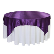 72 inch Square Satin Table Overlay Purple - Bridal Tablecloth