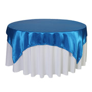 72 Inch Square Satin Table Overlay Royal Blue