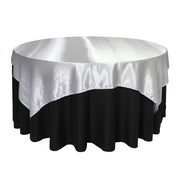 72 inch Square Satin Table Overlay Platinum - Bridal Tablecloth