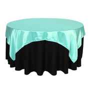 72 inch Square Satin Table Overlay Turquoise - Bridal Tablecloth