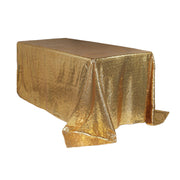 90 x 132 inch Glitz Sequin Rectangular Tablecloth Gold