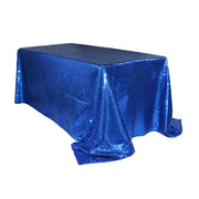 90 x 132 inch Glitz Sequin Rectangular Tablecloth Royal Blue