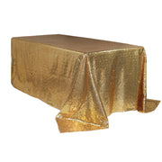 90 x 156 inch Glitz Sequin Rectangular Tablecloth Gold