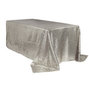 90 x 156 inch Glitz Sequin Rectangular Tablecloth Silver