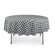 90 inch Polyester Round Tablecloth Checkered Black