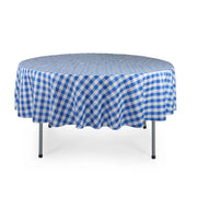 90 inch Polyester Round Tablecloth Checkered Royal Blue