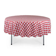 90 inch Polyester Round Tablecloth Checkered Red