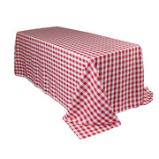 90 x 132 inch Polyester Rectangular Tablecloth Checkered Red