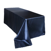 90 x 156 inch Satin Rectangular Tablecloth Navy Blue