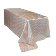 90 x 156 Inch Rectangular Satin Tablecloth Peach/White Polka Dots - Bridal Tablecloth