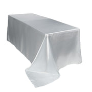 90 x 132 inch Satin Rectangular Tablecloth White