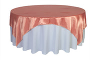 90 inch Square Satin Table Overlay Coral