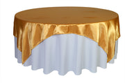 90 inch Square Satin Table Overlay Gold
