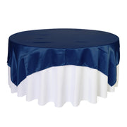 90 inch Square Satin Table Overlay Navy Blue - Bridal Tablecloth