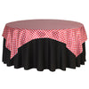 90 inch Square Satin Table Overlay Red and White Polka Dots