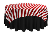 90 inch Square Satin Table Overlay Red and White Striped