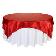 90 Inch Square Satin Table Overlay Red