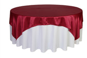 90 inch Square Satin Table Overlay Dark Red