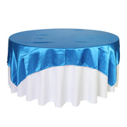 90 Inch Square Satin Table Overlay Royal Blue