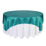 90 inch Square Satin Table Overlay Teal - Bridal Tablecloth