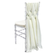 5 Pack 6 Ft Chiffon Chiavari Chair Sashes Ivory - Bridal Tablecloth