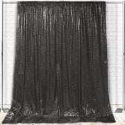 Glitz Sequin on Taffeta Drape/Backdrop 8 ft x 104 Inches Black - Bridal Tablecloth