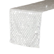 14" x 108" Large Payette Sequin Table Runner White
